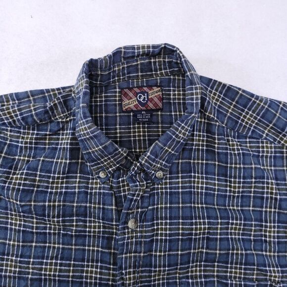 Quality Clothing Tartan Flannel Button Up Shirt Mens Size Extra Large XL Blue - Picture 1 of 10